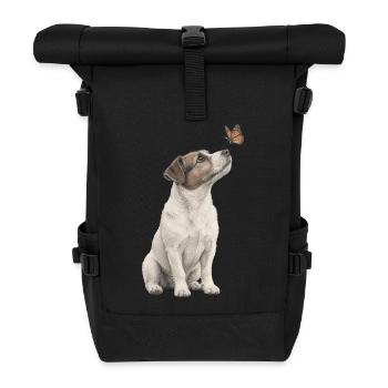 Jack Russell Terrier Banksy Style Dog Motif - Roll Top Backpack - black - Front