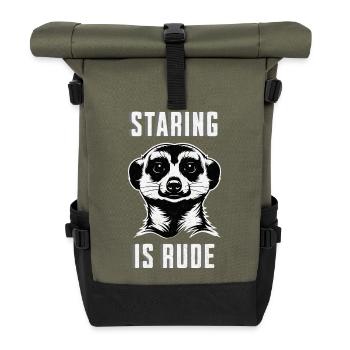 Fixer des suricates est impoli - Chemise drôle d’animal - Sac à dos roll top - olive/noir - Devant