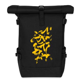 Abstract Background - Brush Pattern YELLOW - Roll Top Backpack - black - Front