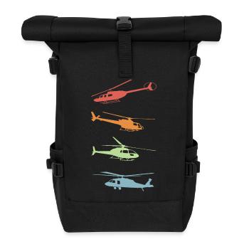 Helicopter Retro Vintage Model Making - Roll Top Backpack - black - Front