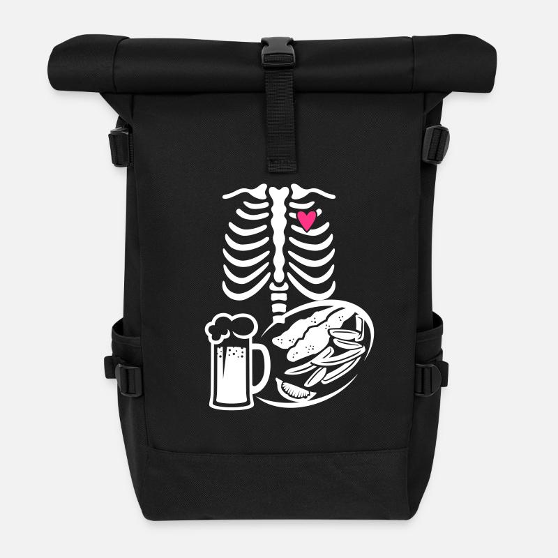 Maternity Skeleton ribcage - Rolltop Rucksack - Schwarz