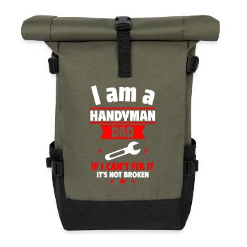 Ich bin ein Handwerker Papa, Vatertagsgeschenk - Rolltop Rucksack - Olive/Schwarz - Vorne