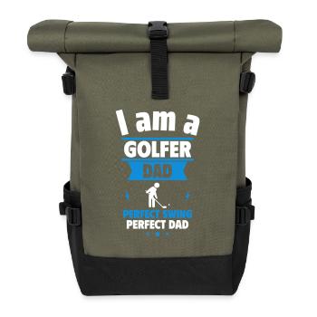 Golfer-Papa: Perfekter Schwung, Vatertagsgeschenk - Rolltop Rucksack - Olive/Schwarz - Vorne