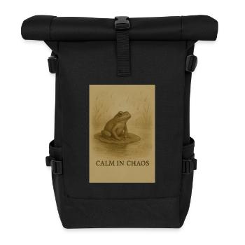 Calme dans le chaos : Grenouille sur l’étang - Sac à dos roll top - noir - Devant
