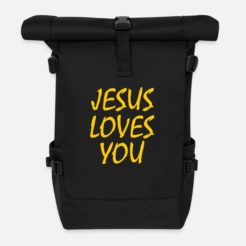 Jesus loves you - Rolltop Rucksack - Schwarz