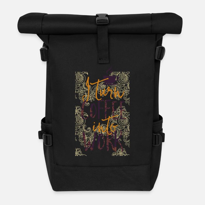 Turn Coffee in my work - Rolltop Rucksack - Schwarz