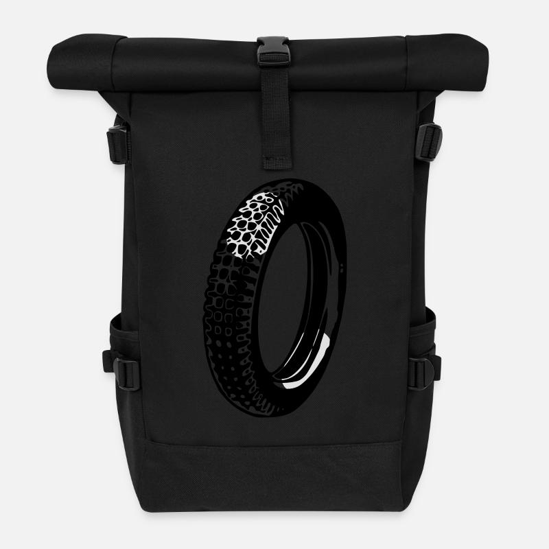Reifen 2farbig - Rolltop Rucksack - Schwarz
