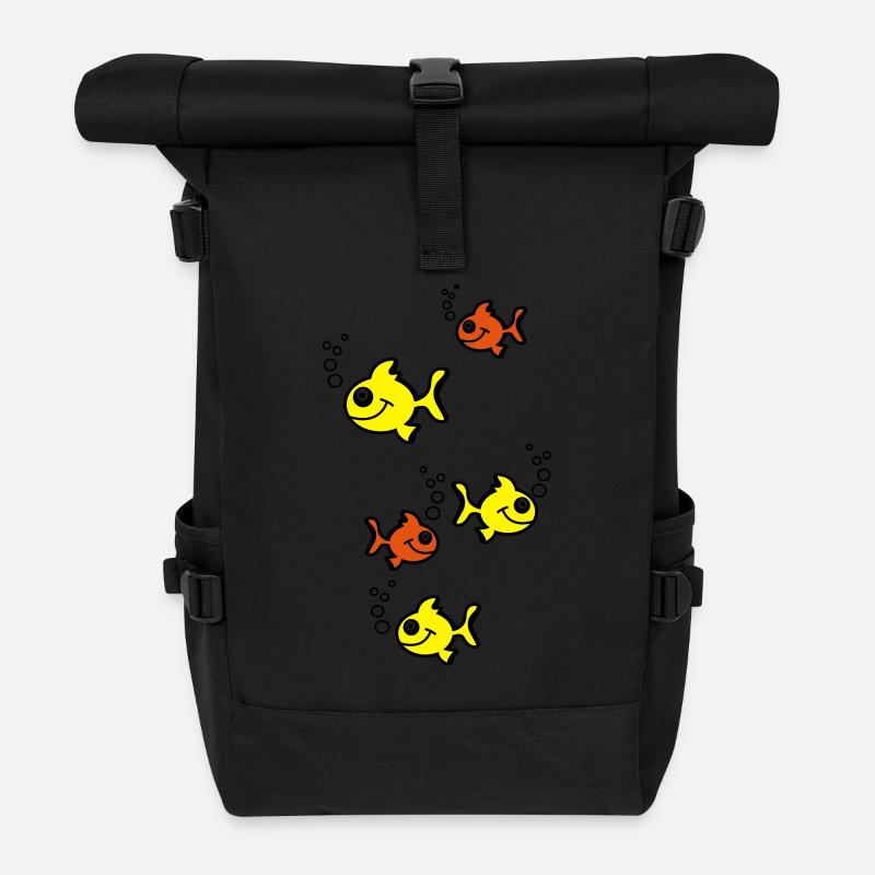 fische - Rolltop Rucksack - Schwarz