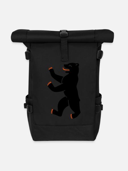 Berliner Bär Single - Rolltop Rucksack - Schwarz