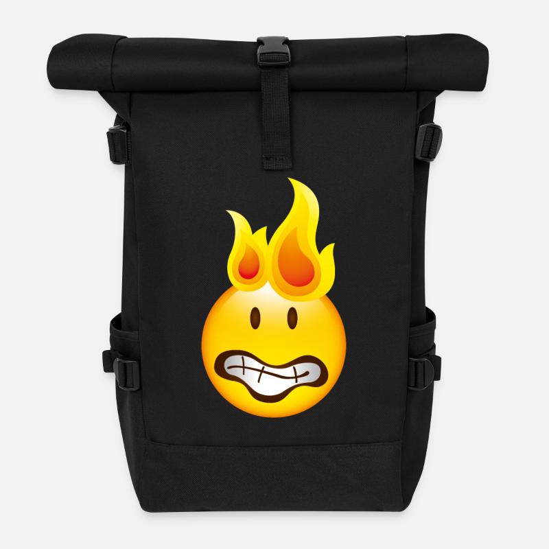 Smiley Burning - Roll Top Backpack - black