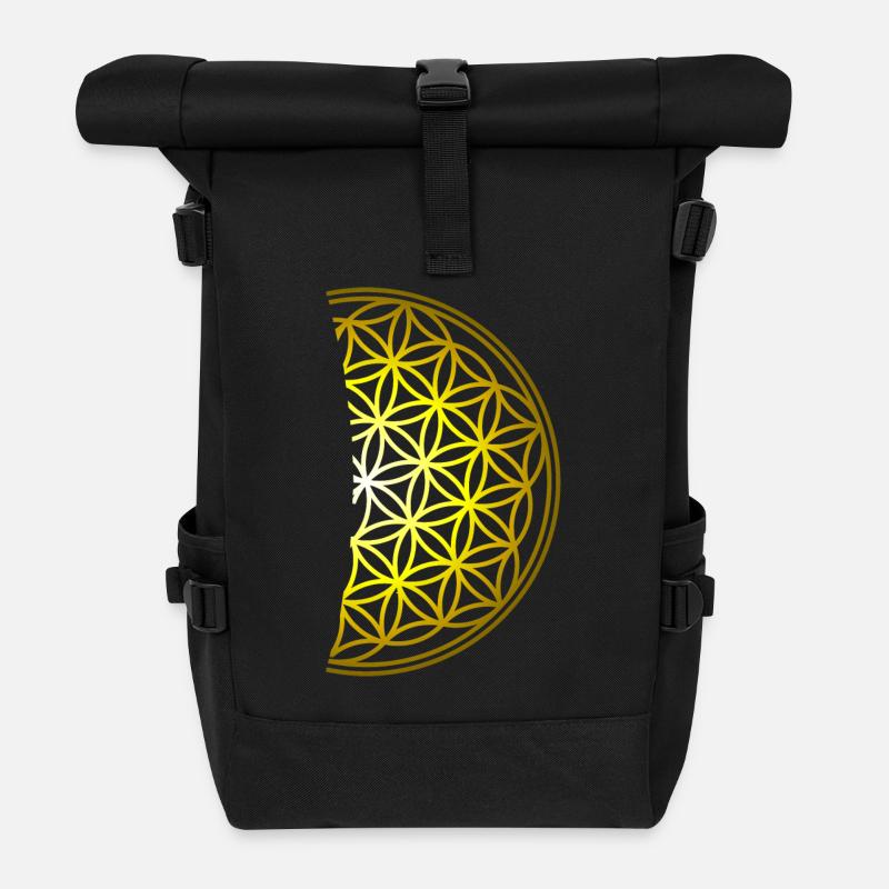Flower of Life - Roll Top Backpack - black