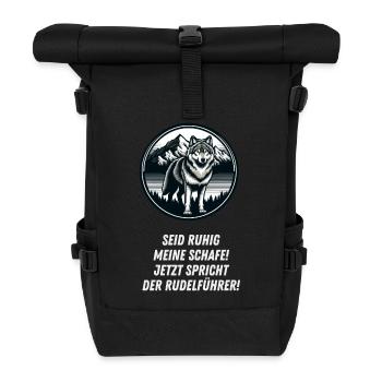 Wolfsdesign mit selbstbewussten Spruch! - Rolltop Rucksack - Schwarz - Vorne