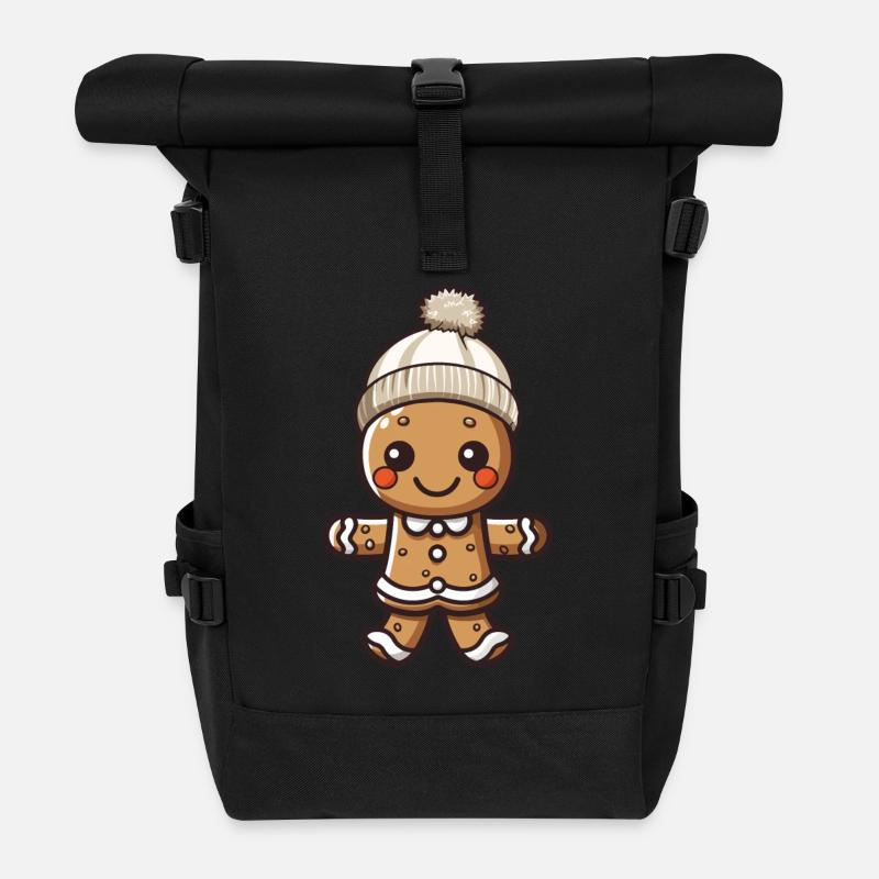 lebkuchenmann - Rolltop Rucksack - Schwarz