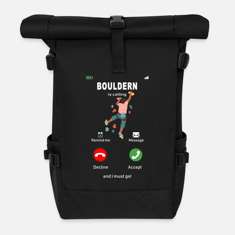 Bouldern is calling - Rolltop Rucksack - Schwarz