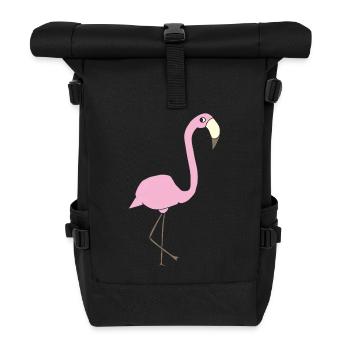 Rose flamant rose - Sac à dos roll top - noir - Devant