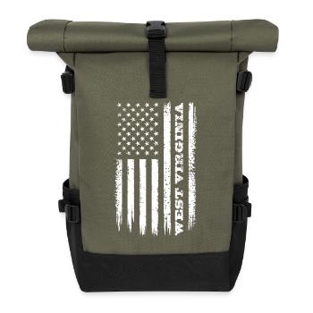 Flag USA West Virginia State Gift - Roll Top Backpack - olive/black - Front
