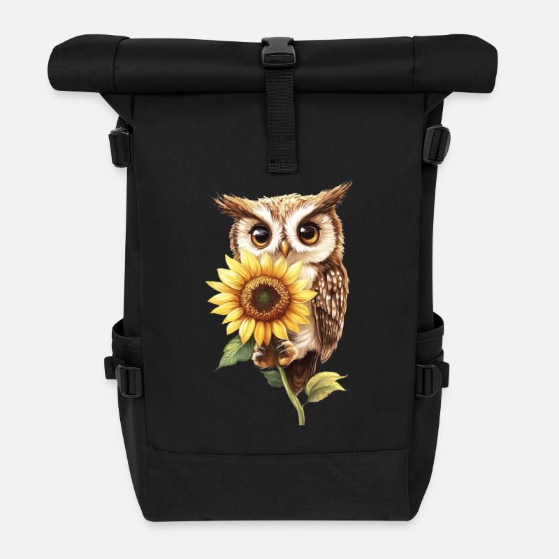 Schneeleopard - Rolltop Rucksack - Schwarz
