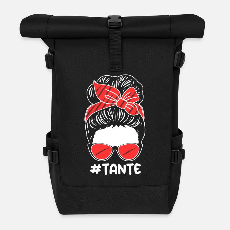 Flötist Tante Querflöte - Rolltop Rucksack - Schwarz