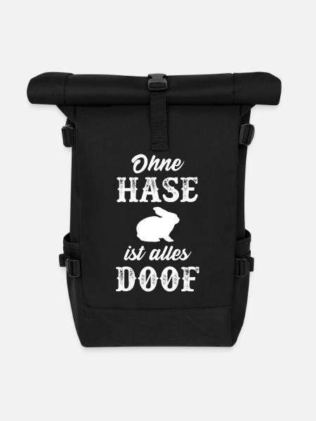 Hase lustig Spruch lustige Sprüche alles doof - Rolltop Rucksack - Schwarz