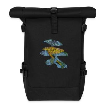 Blue mushrooms - Roll Top Backpack - black - Front