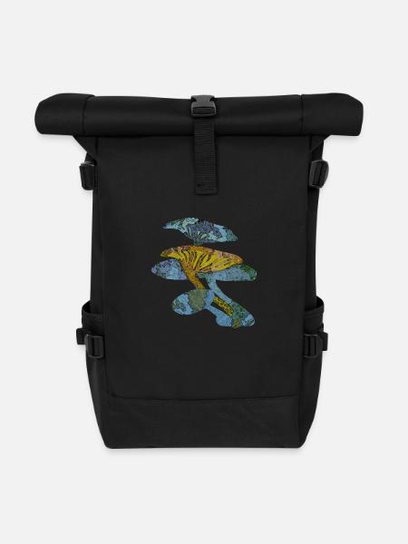 Champignons bleus et verts - Sac à dos roll top - noir