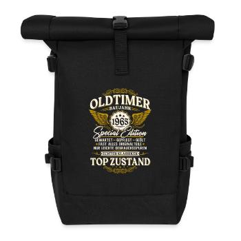 Oldtimer Baujahr 1965 Jahrgang Geburtstag Geschenk - Rolltop Rucksack - Schwarz - Vorne