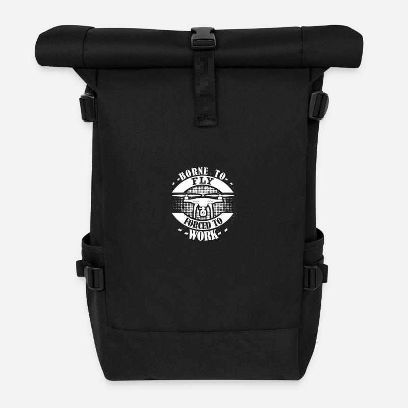 Born to Fly, Forced to Work - Rolltop Rucksack - Schwarz