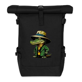 Krokodil Bucket-Hat - Rolltop Rucksack - Schwarz - Vorne