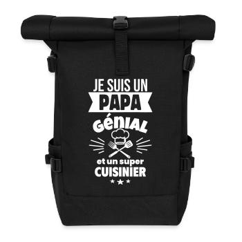 Papa génial super cuisinier,fête des pères - Sac à dos roll top - noir - Devant