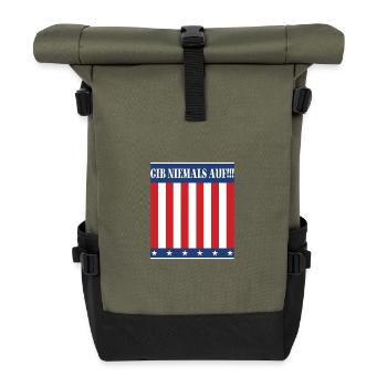 Gib niemals auf - Rolltop Rucksack - Olive/Schwarz - Vorne