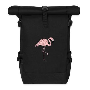 Flamingo - Comicstyle - Rolltop Rucksack - Schwarz - Vorne