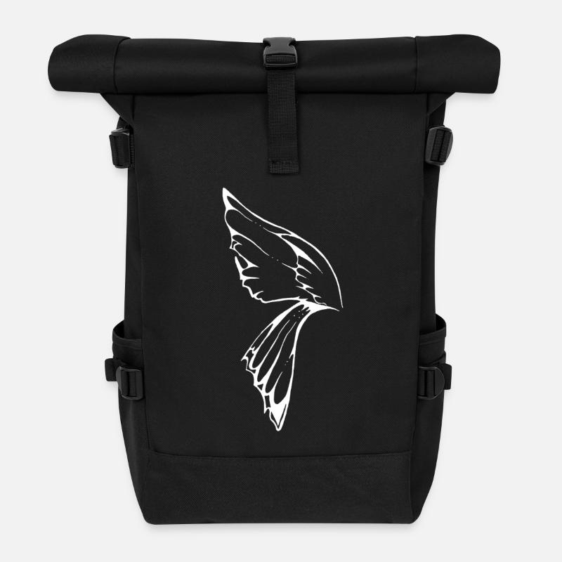 Libellenflügel weiß - Rolltop Rucksack - Schwarz