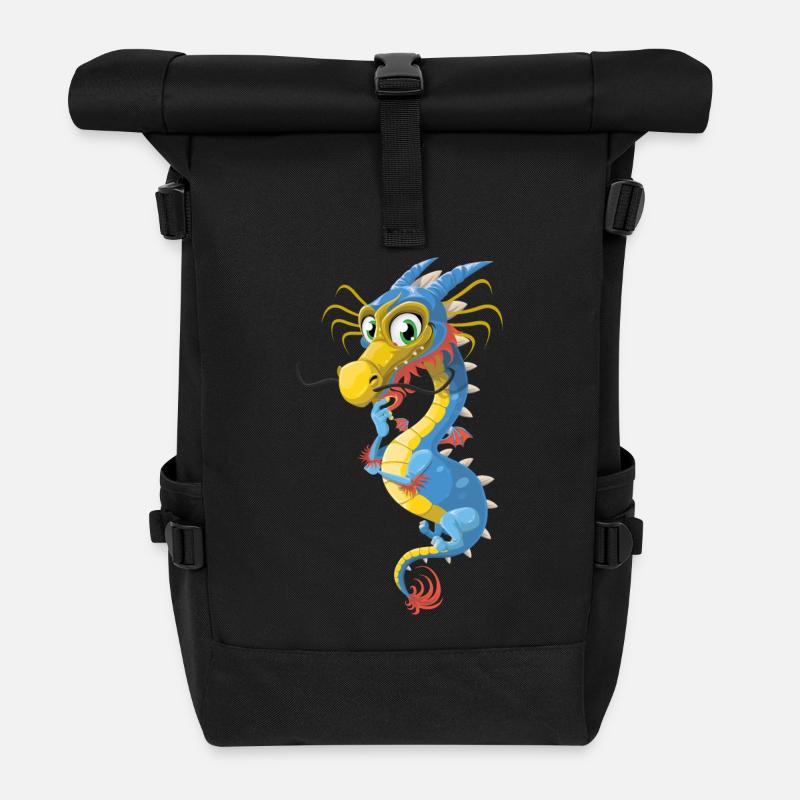 drache - Rolltop Rucksack - Schwarz