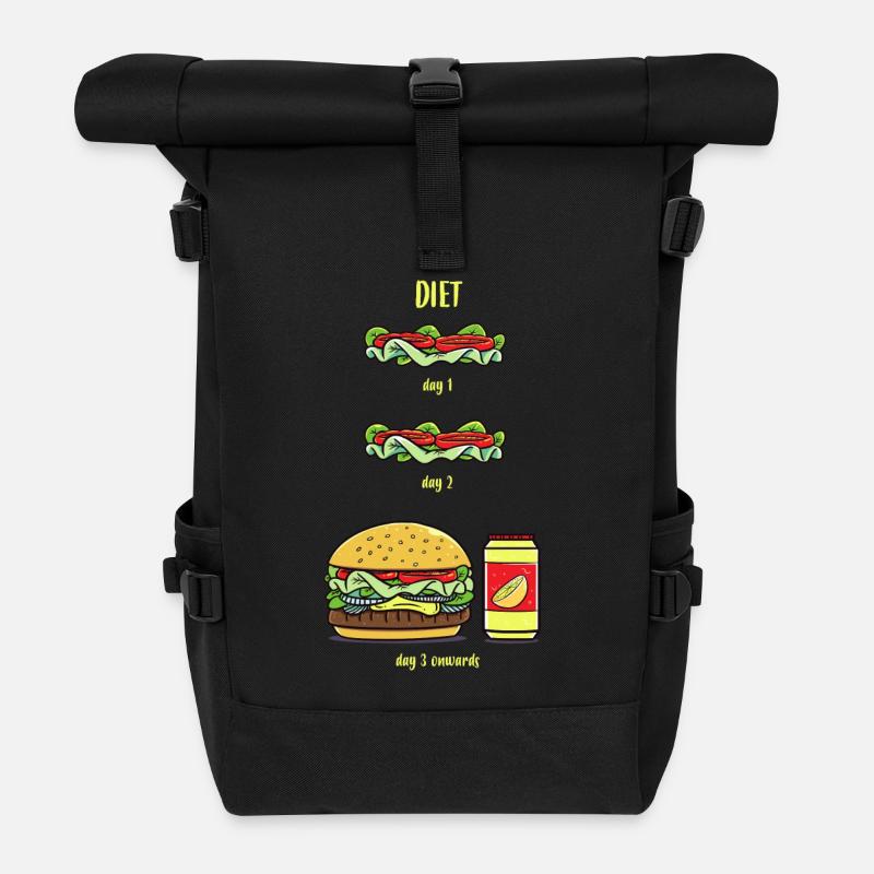 Diet funny humorous slimming gift birthday - Roll Top Backpack - black