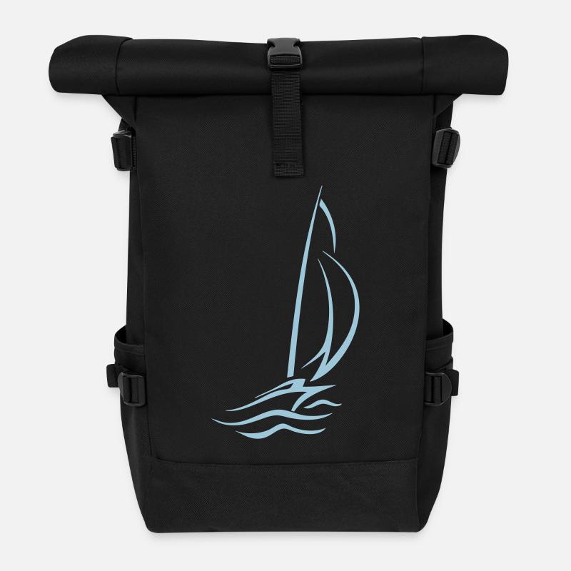 sailboat - Roll Top Backpack - black