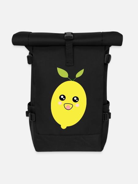 Kawaii Lemon Kawaii Fruits Kawaii Fruit - Roll Top Backpack - black