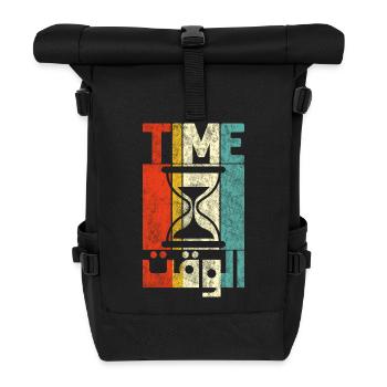 Arabic Calligraphy Time and Hourglass Vintage - Roll Top Backpack - black - Front