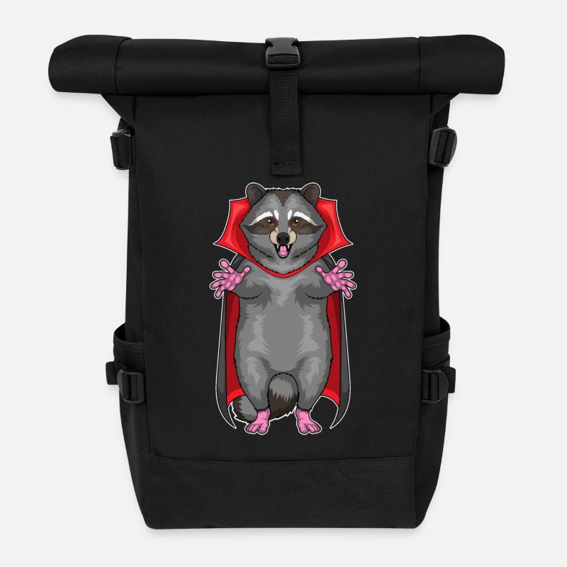 Waschbär Halloween Vampir - Rolltop Rucksack - Schwarz