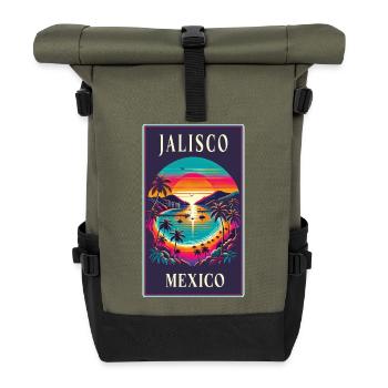 Motif de palmier Jalisco Mexico - Sac à dos roll top - olive/noir - Devant
