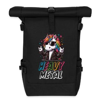 Heavy Metal Einhorn Süßes Einhorn Einschulung - Rolltop Rucksack - Schwarz - Vorne