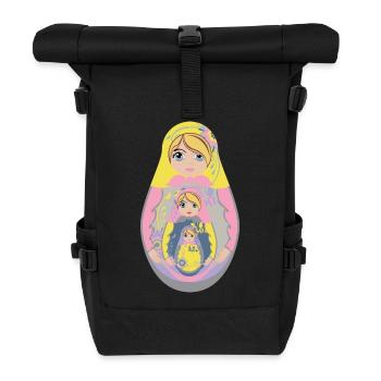 Nestende Matroschka Puppe Design - Rolltop Rucksack - Schwarz - Vorne