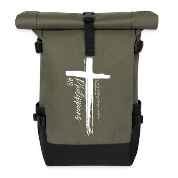Kreuz - Philipper 4,13 - Rolltop Rucksack - Olive/Schwarz - Vorne