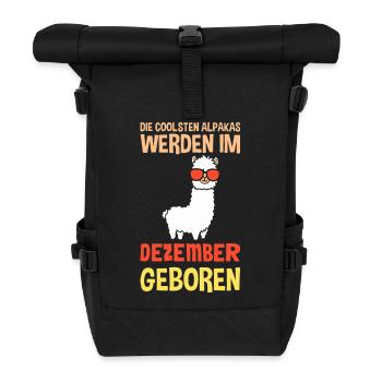 Dezember Geburtstag Alpaka Spruch Lustig - Rolltop Rucksack - Schwarz - Vorne