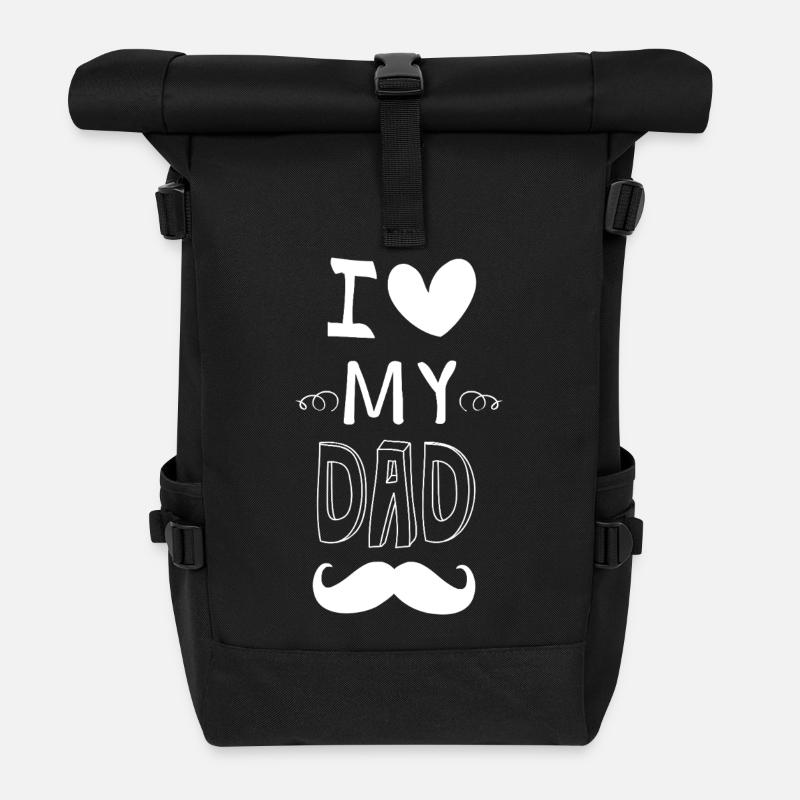 Ich liebe meinen Papa-Schnurrbart - Rolltop Rucksack - Schwarz