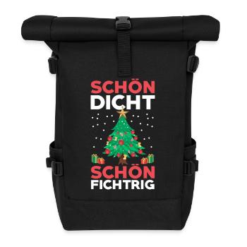 Weihnachtsmann Fichten Weihnachtsbaum Weihnachten - Rolltop Rucksack - Schwarz - Vorne