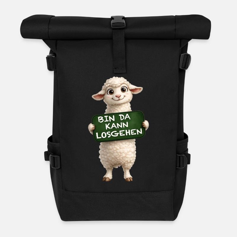 Mutiges Lamm Schildmotiv - Rolltop Rucksack - Schwarz