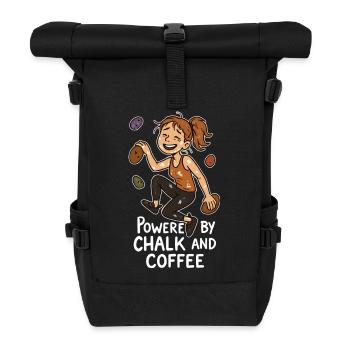 Bouldern, Chalk & Kaffee: Müde Kletterin Comic - Rolltop Rucksack - Schwarz - Vorne