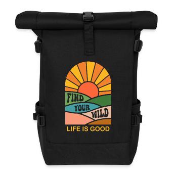Find your wild - Roll Top Backpack - black - Front