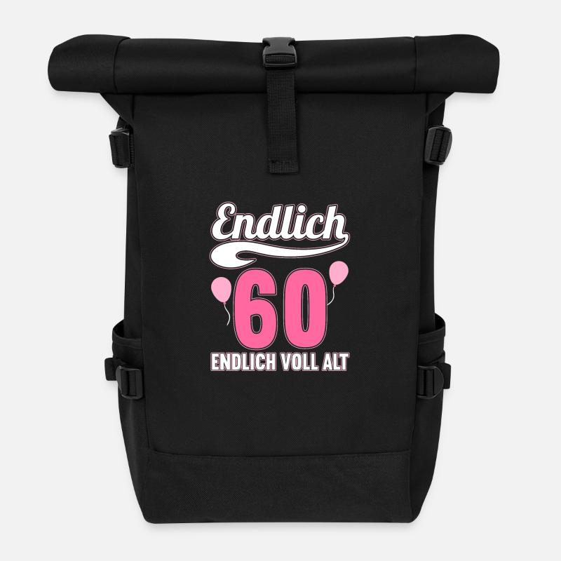 Endlich 60 Jahre endlich voll alt 60 Geburtstag - Rolltop Rucksack - Schwarz