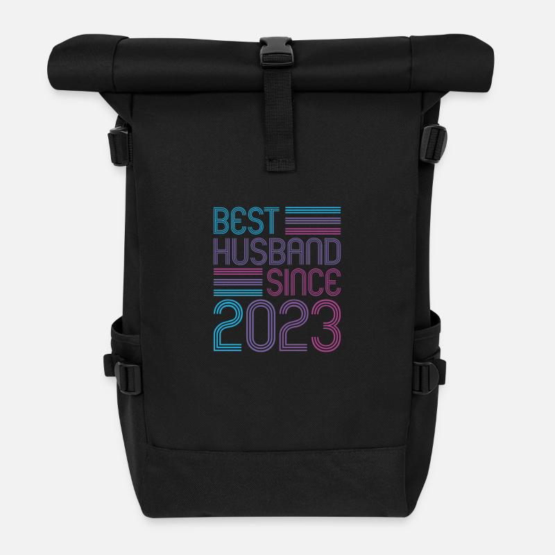 bester Ehemann seit 2023 1.Hochzeitstag - Rolltop Rucksack - Schwarz